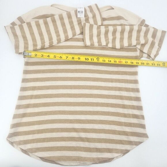 LOFT Boatneck Shirt Top Womens Size Large Soft Striped Clean Girl Everyday Norm - Picture 4 of 6